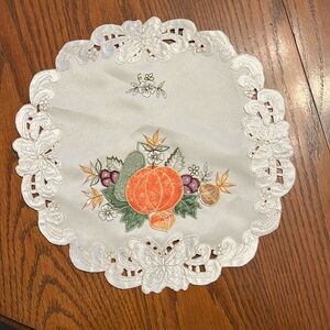 Fall/ harvest/ pumpkin doily. Cream.